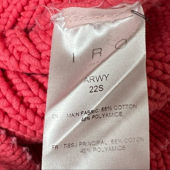 IRO Oversized Chunky Cable Knit Puffed Balloon Sleeve Ribbed V-Neck Sweater XL - Picture 8 of 10